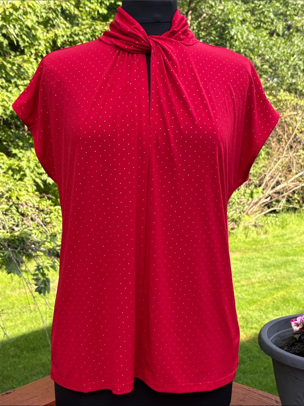 Michael Kors red with gold embellished top.